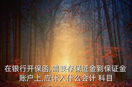 在銀行開保函,需要存保證金到保證金賬戶上,應(yīng)計入什么會計 科目