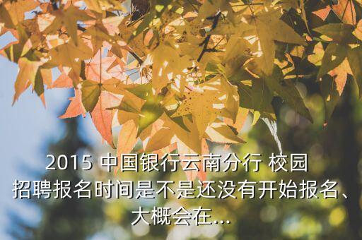 2015 中國銀行云南分行 校園 招聘報(bào)名時間是不是還沒有開始報(bào)名、大概會在...