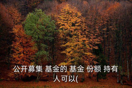 公開(kāi)募集 基金的 基金 份額 持有人可以(