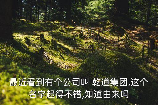 最近看到有個(gè)公司叫 乾道集團(tuán),這個(gè)名字起得不錯(cuò),知道由來(lái)嗎