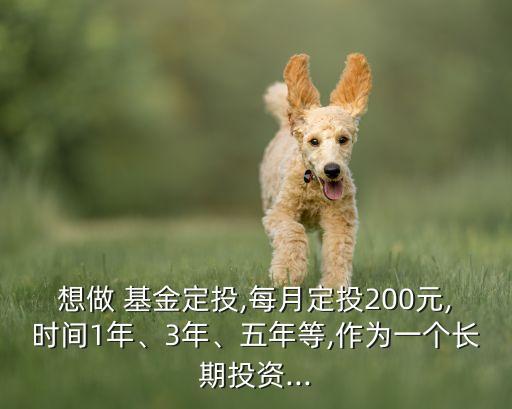 想做 基金定投,每月定投200元,時(shí)間1年、3年、五年等,作為一個(gè)長(zhǎng)期投資...