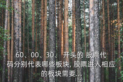 60、00、30、 開頭的 股票代碼分別代表哪些板塊, 股票進(jìn)入相應(yīng)的板塊需要...