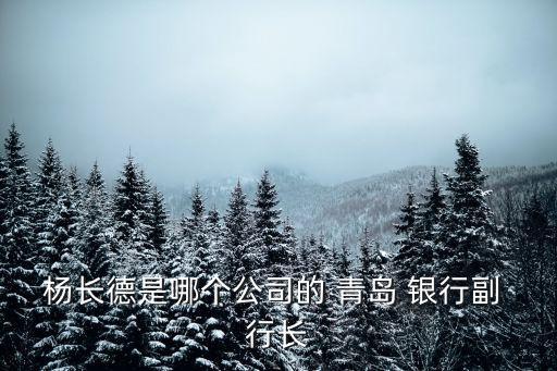 楊長德是哪個公司的 青島 銀行副 行長