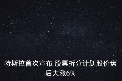 特斯拉首次宣布 股票拆分計(jì)劃股價(jià)盤后大漲6%