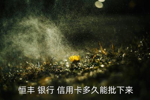 恒豐銀行什么時(shí)候有的信用卡