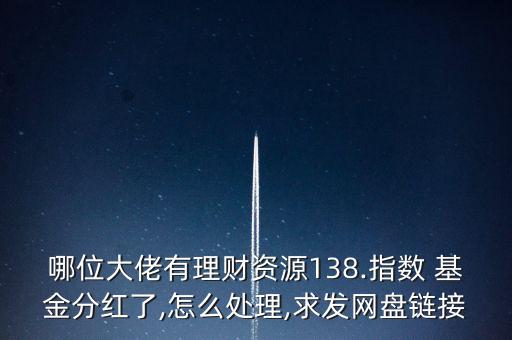 哪位大佬有理財(cái)資源138.指數(shù) 基金分紅了,怎么處理,求發(fā)網(wǎng)盤(pán)鏈接