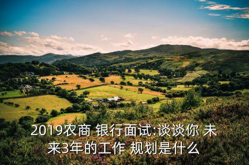 2019農(nóng)商 銀行面試:談?wù)勀?未來3年的工作 規(guī)劃是什么