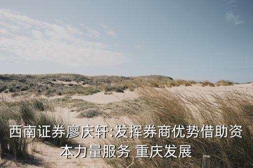 西南證券廖慶軒:發(fā)揮券商優(yōu)勢(shì)借助資本力量服務(wù) 重慶發(fā)展