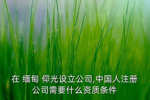 在 緬甸 仰光設立公司,中國人注冊公司需要什么資質條件