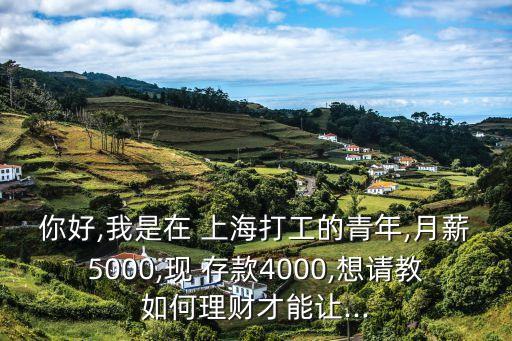 你好,我是在 上海打工的青年,月薪5000,現(xiàn) 存款4000,想請教如何理財(cái)才能讓...