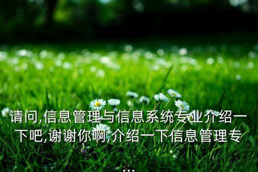 請(qǐng)問,信息管理與信息系統(tǒng)專業(yè)介紹一下吧,謝謝你啊,介紹一下信息管理專...