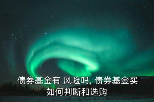  債券基金有 風(fēng)險(xiǎn)嗎, 債券基金買如何判斷和選購