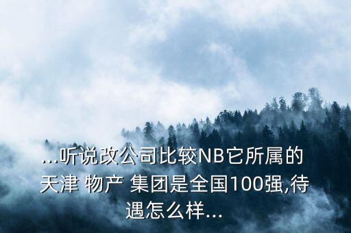 ...聽說改公司比較NB它所屬的 天津 物產 集團是全國100強,待遇怎么樣...