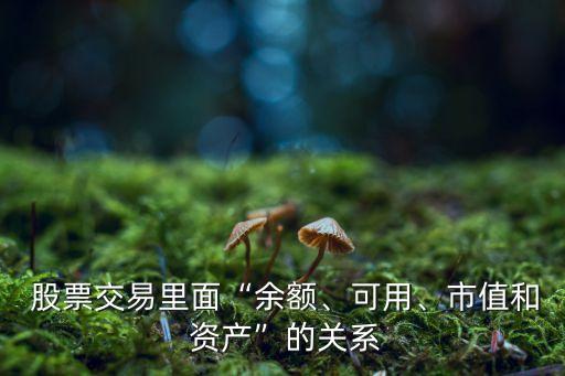  股票交易里面“余額、可用、市值和 資產(chǎn)”的關(guān)系