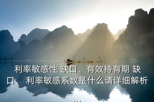  利率敏感性 缺口、有效持有期 缺口、 利率敏感系數(shù)是什么請?jiān)敿?xì)解析...