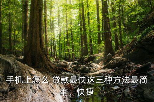 手機(jī)上怎么 貸款最快這三種方法最簡單、快捷