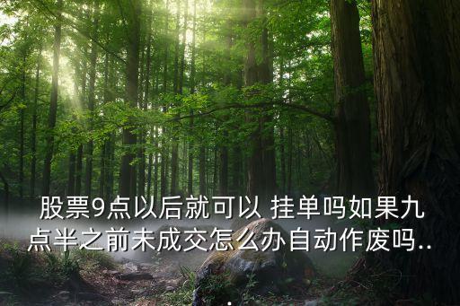  股票9點(diǎn)以后就可以 掛單嗎如果九點(diǎn)半之前未成交怎么辦自動作廢嗎...