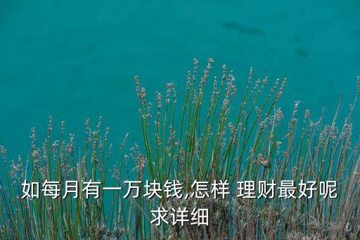 如每月有一萬塊錢,怎樣 理財最好呢求詳細