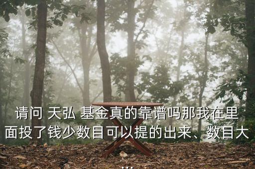 請問 天弘 基金真的靠譜嗎那我在里面投了錢少數(shù)目可以提的出來、數(shù)目大...