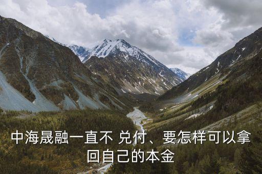 中海晟融一直不 兌付、要怎樣可以拿回自己的本金