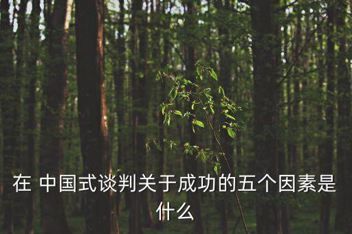 在 中國式談判關(guān)于成功的五個(gè)因素是什么