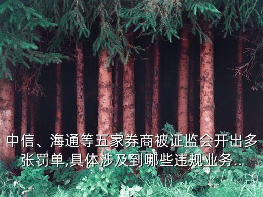 中信、海通等五家券商被證監(jiān)會(huì)開出多張罰單,具體涉及到哪些違規(guī)業(yè)務(wù)...
