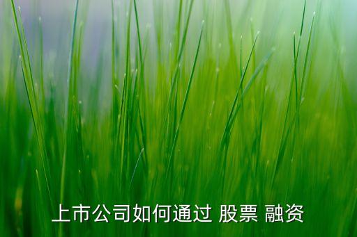 上市公司如何通過 股票 融資