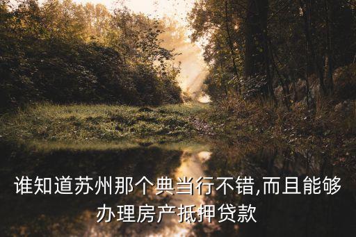 誰(shuí)知道蘇州那個(gè)典當(dāng)行不錯(cuò),而且能夠辦理房產(chǎn)抵押貸款