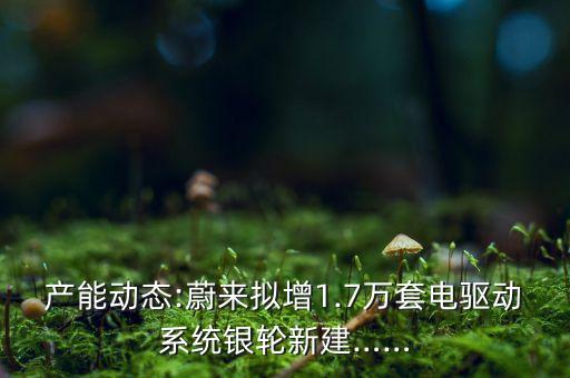 產(chǎn)能動態(tài):蔚來擬增1.7萬套電驅動系統(tǒng)銀輪新建……