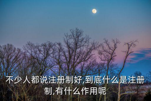 不少人都說(shuō)注冊(cè)制好,到底什么是注冊(cè)制,有什么作用呢