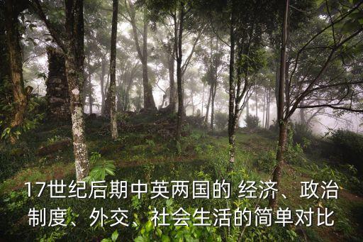 17世紀(jì)后期中英兩國的 經(jīng)濟(jì)、政治制度、外交、社會(huì)生活的簡單對(duì)比