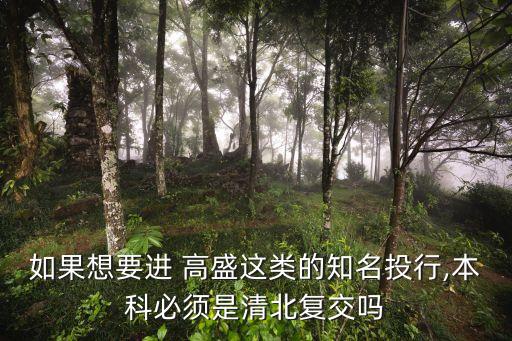 如果想要進 高盛這類的知名投行,本科必須是清北復交嗎