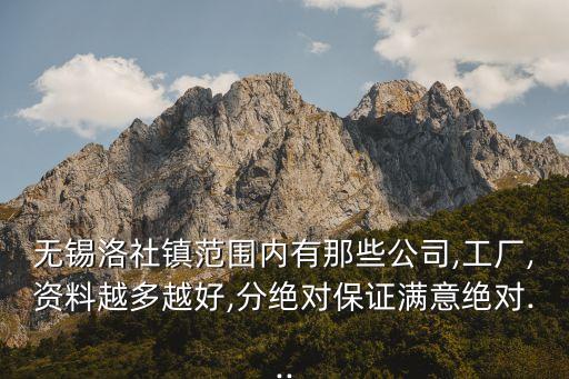 無(wú)錫洛社鎮(zhèn)范圍內(nèi)有那些公司,工廠(chǎng),資料越多越好,分絕對(duì)保證滿(mǎn)意絕對(duì)...