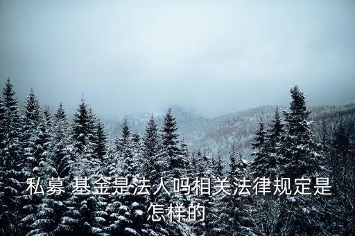  私募 基金是法人嗎相關法律規(guī)定是怎樣的