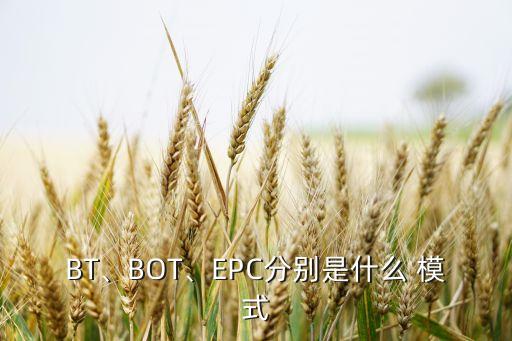 BT、BOT、EPC分別是什么 模式