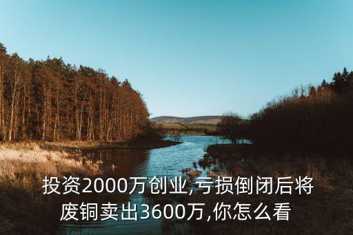 投資2000萬(wàn)創(chuàng)業(yè),虧損倒閉后將廢銅賣(mài)出3600萬(wàn),你怎么看