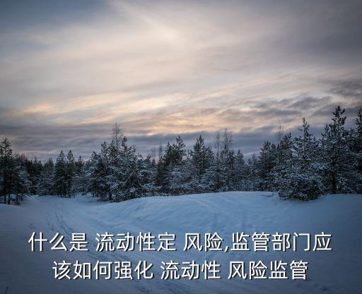 什么是 流動性定 風險,監(jiān)管部門應該如何強化 流動性 風險監(jiān)管