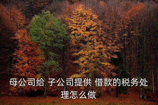 母公司給 子公司提供 借款的稅務(wù)處理怎么做