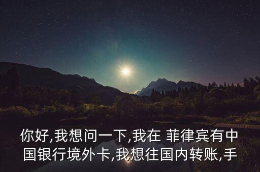 你好,我想問一下,我在 菲律賓有中國(guó)銀行境外卡,我想往國(guó)內(nèi)轉(zhuǎn)賬,手