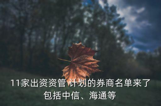 11家出資資管 計劃的券商名單來了包括中信、海通等