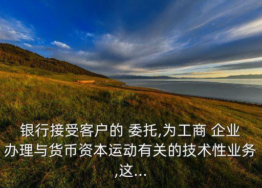 銀行接受客戶的 委托,為工商 企業(yè)辦理與貨幣資本運動有關的技術(shù)性業(yè)務,這...
