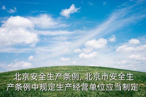  北京安全生產(chǎn)條例, 北京市安全生產(chǎn)條例中規(guī)定生產(chǎn)經(jīng)營單位應(yīng)當制定