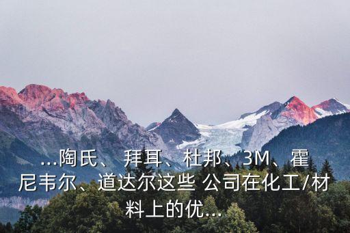 ...陶氏、 拜耳、杜邦、3M、霍尼韋爾、道達(dá)爾這些 公司在化工/材料上的優(yōu)...