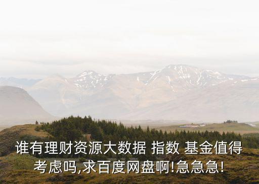 誰(shuí)有理財(cái)資源大數(shù)據(jù) 指數(shù) 基金值得考慮嗎,求百度網(wǎng)盤(pán)啊!急急急!