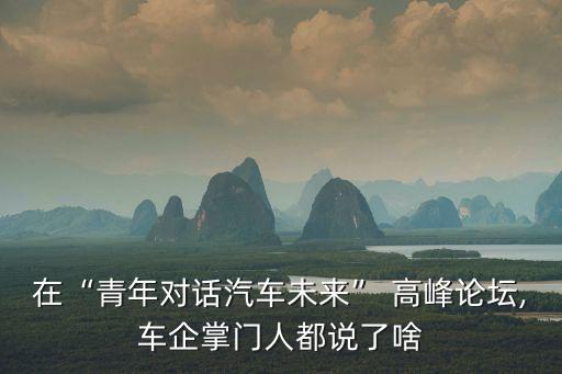 在“青年對(duì)話汽車未來(lái)” 高峰論壇,車企掌門人都說了啥