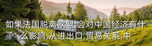 如果法國脫離歐盟,會對中國經濟有什么影響,從進出口,貿易關系,中