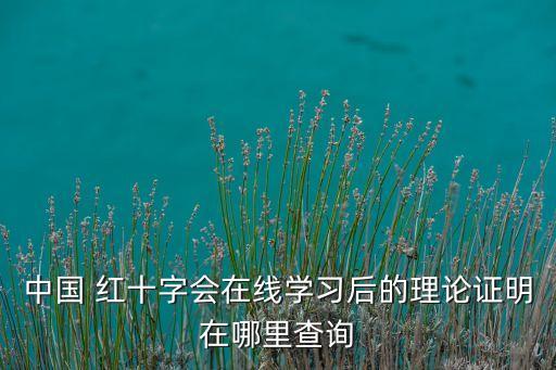中國 紅十字會在線學(xué)習(xí)后的理論證明在哪里查詢