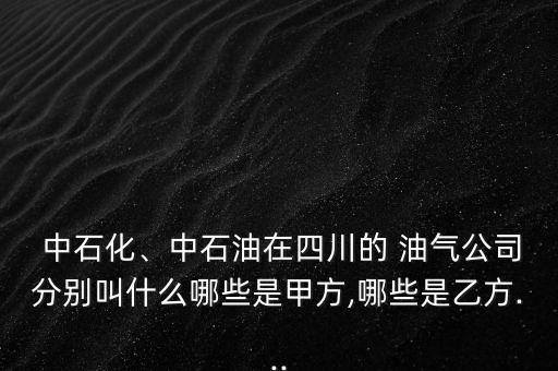  中石化、中石油在四川的 油氣公司分別叫什么哪些是甲方,哪些是乙方...