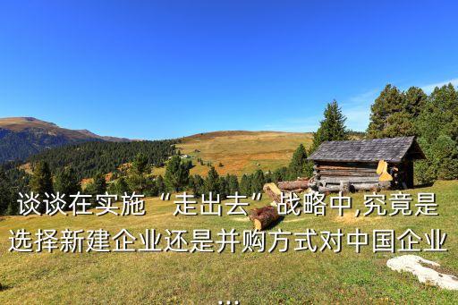 談?wù)勗趯?shí)施“走出去”戰(zhàn)略中,究竟是選擇新建企業(yè)還是并購方式對中國企業(yè)...
