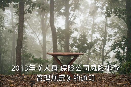 2013年《人身 保險公司風(fēng)險排查管理規(guī)定》的通知